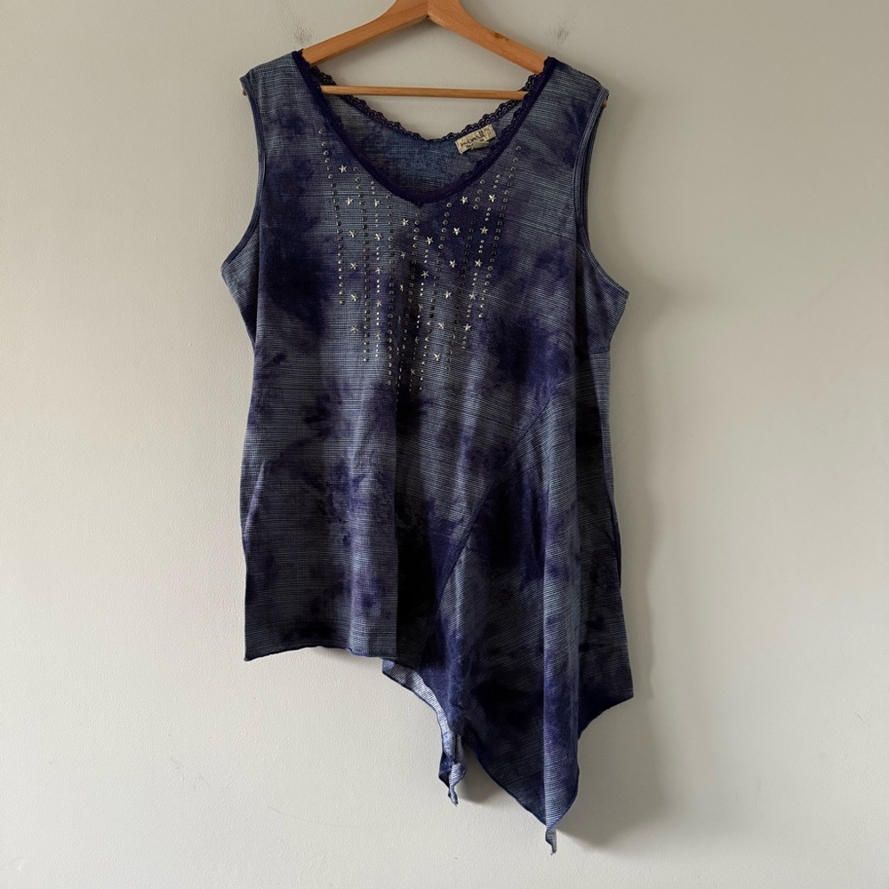 One World Tunic Top Womens XL Boho Hipster Hippie Festival‎ Studded Asymmetrical